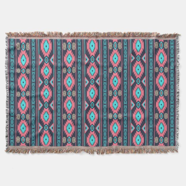 Southwestern ethnic tribal pattern. throw blanket (Front)
