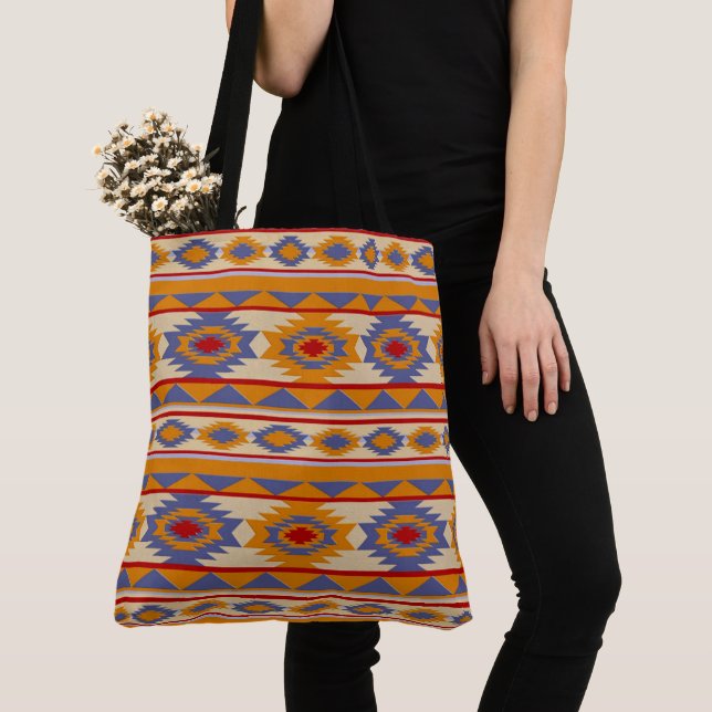 Southwestern ethnic tribal pattern tote bag (Close Up)