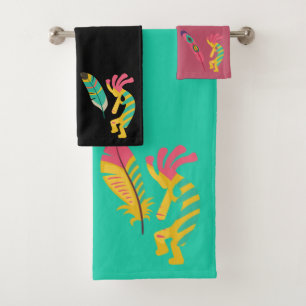Southwestern Feathers Kokopelli Bathroom Towel Set