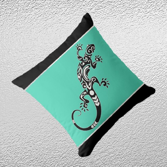 Southwestern Gecko Sea Green and Black Cushion (Creator Uploaded)