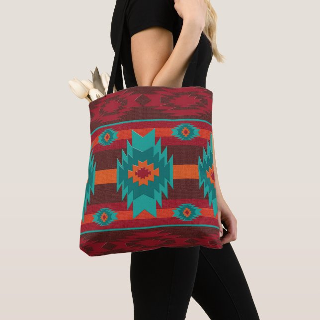 Southwestern geometric aztec pattern tote bag (Close Up)
