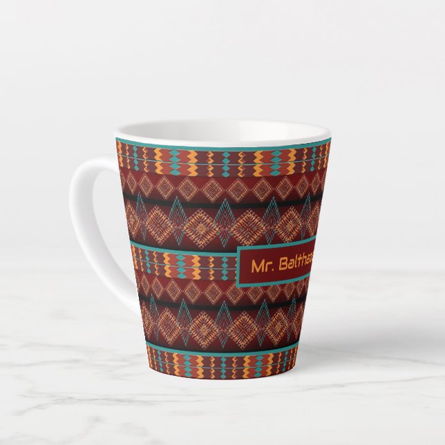 Southwestern geometric ethnic pattern     latte mug (Left Angle)