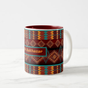Southwestern geometric ethnic pattern Two-Tone coffee mug