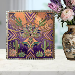 Southwestern Geometric Floral Cactus Desert Ceramic Tile