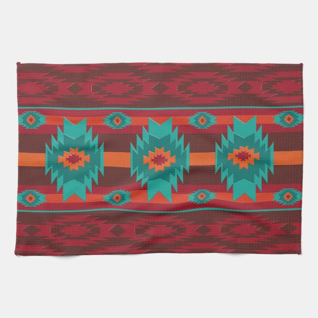 Southwestern geometric pattern. tea towel (Horizontal)