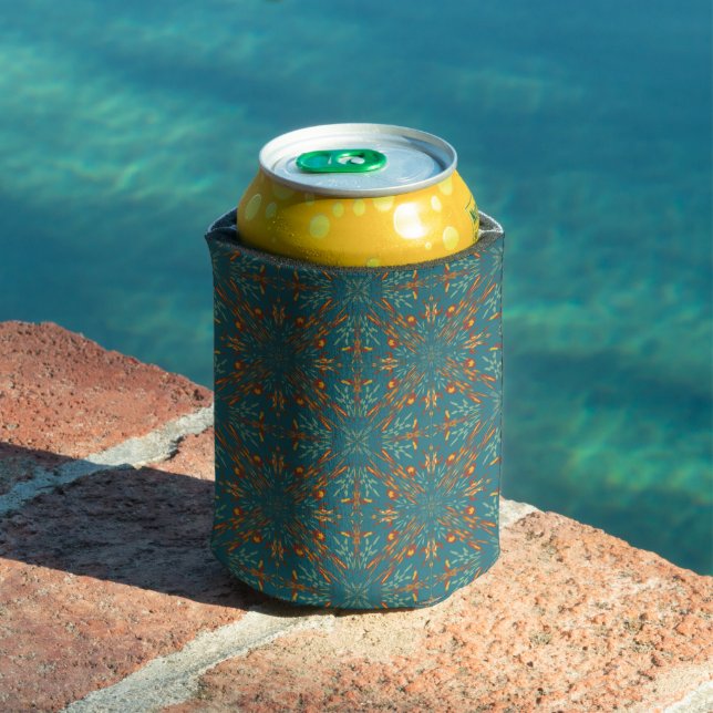Southwestern Golden Sun Ray Colours Pattern Can Cooler (In Situ Pool)