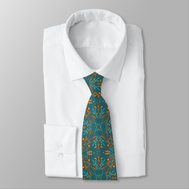Southwestern Golden Sun Ray Colours Pattern Tie (Tied)