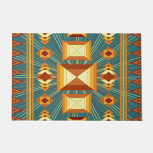 Southwestern Golden Sun Rays Indian Blanket Design Doormat