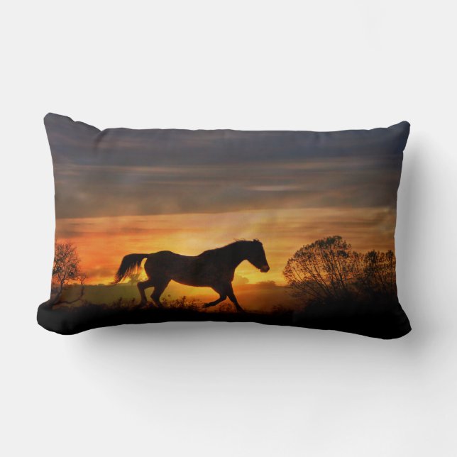 Southwestern Horse and Sunset Lumbar Cushion (Front)