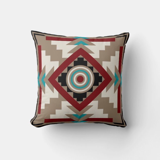 Southwestern Inspired Earth Tones Throw Pillow (Front)