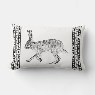Southwestern Jackrabbit and Geometric Mountains Lumbar Cushion
