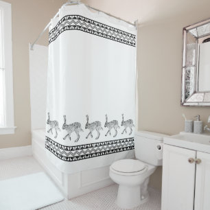 Southwestern Jackrabbit and Geometric Mountains Shower Curtain