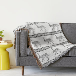 Southwestern Jackrabbit and Geometric Mountains Throw Blanket