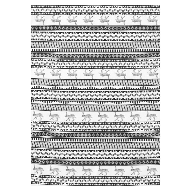 Southwestern Jackrabbit and Geometric Patterns Tablecloth (Front)