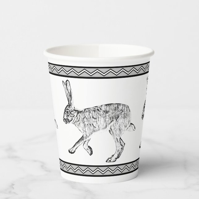 Southwestern Jackrabbit & Geometric Mountains Paper Cups (Left)