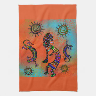 SOUTHWESTERN  KOKOPELLI ART       TEA TOWEL