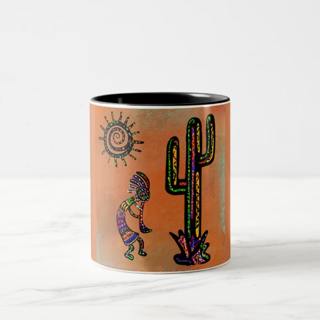 SOUTHWESTERN  KOKOPELLI ART       Two-Tone COFFEE MUG (Center)