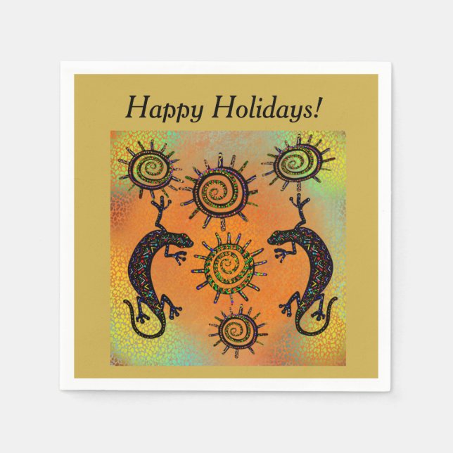 SOUTHWESTERN  LIZARD ART    NAPKIN (Front)