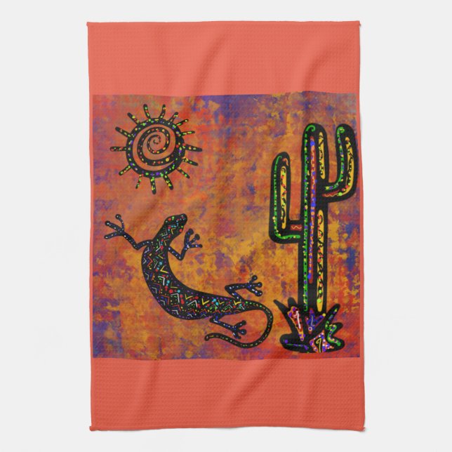 SOUTHWESTERN LIZARD ART        TEA TOWEL (Vertical)