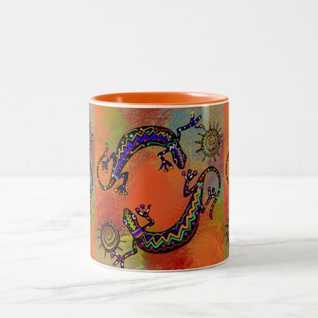 SOUTHWESTERN LIZARD ART      Two-Tone COFFEE MUG (Center)