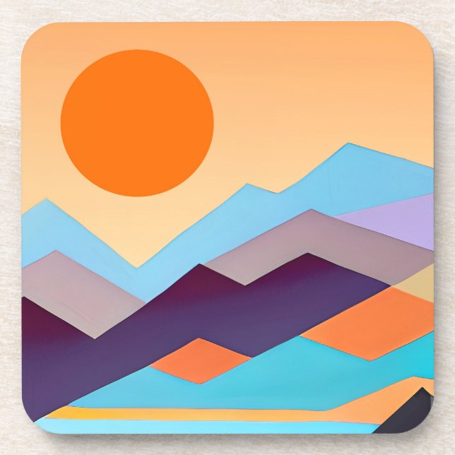 Southwestern Mountains Geometric Abstract  Coaster (Front)