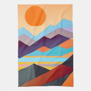 Southwestern Mountains Geometric Abstract Tea Towel