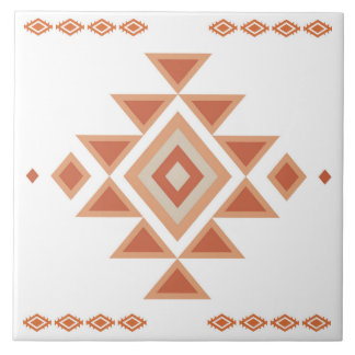 Southwestern Native White and Desert Orange Ceramic Tile