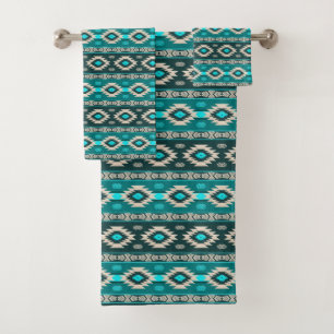 Southwestern navajo ethnic tribal pattern. bath towel set