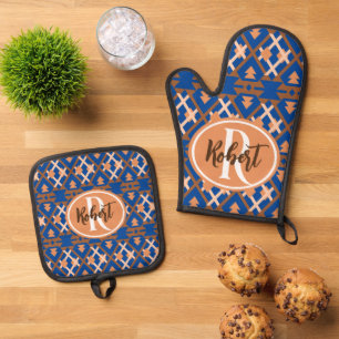 Southwestern Oasis Aztec Geometric Oven Mitt & Pot Holder Set
