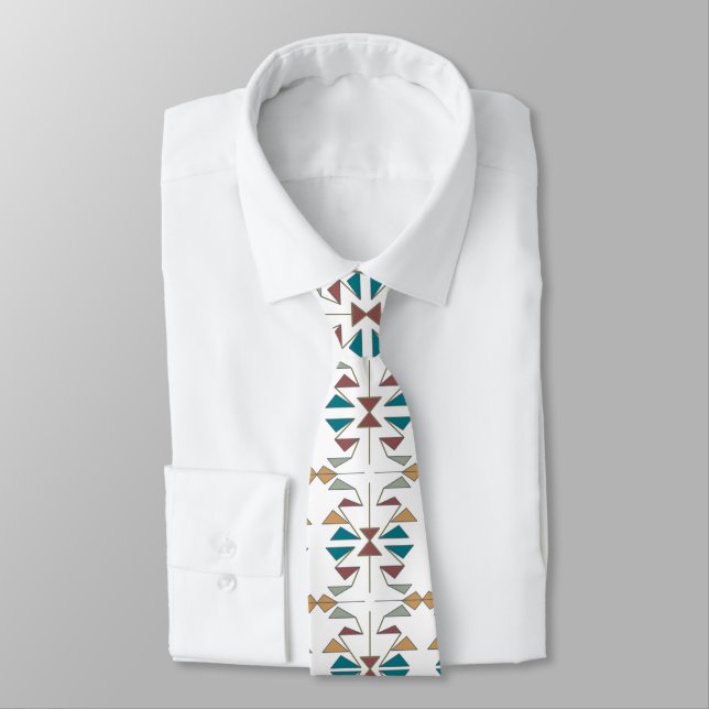 Southwestern Oblique Triangle Design Pattern Tie (Tied)