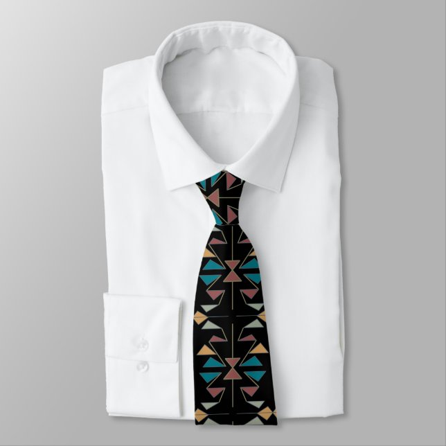 Southwestern Oblique Triangle Pattern Design Tie (Tied)
