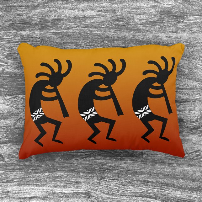 Southwestern Orange And Black Dancing Kokopelli Decorative Cushion (Creator Uploaded)