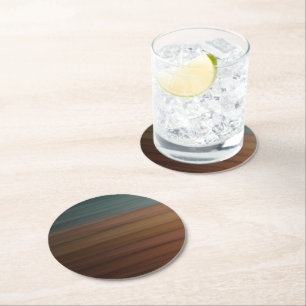 Southwestern Painted Desert Faux Wood  Round Paper Coaster