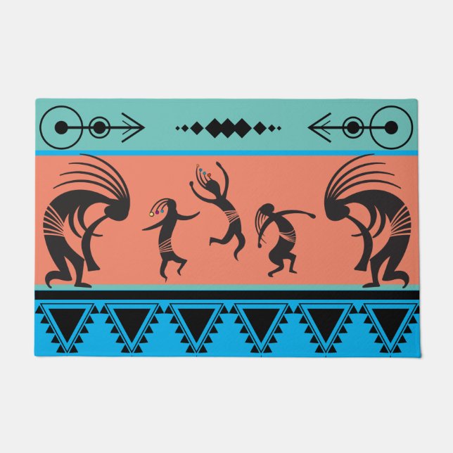 Southwestern Party Dancing Kokopelli Doormat (Front)
