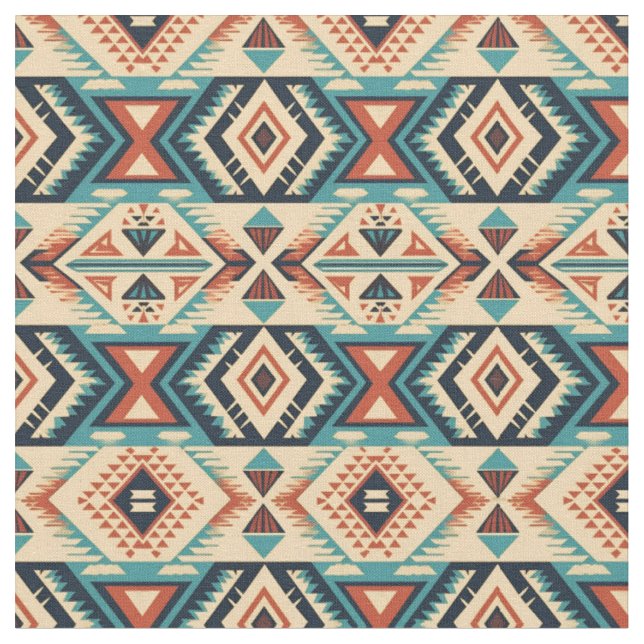Southwestern Pattern-Bold Tribal Geometric Fabric (Close Up)