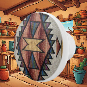 Southwestern pattern ceramic knob
