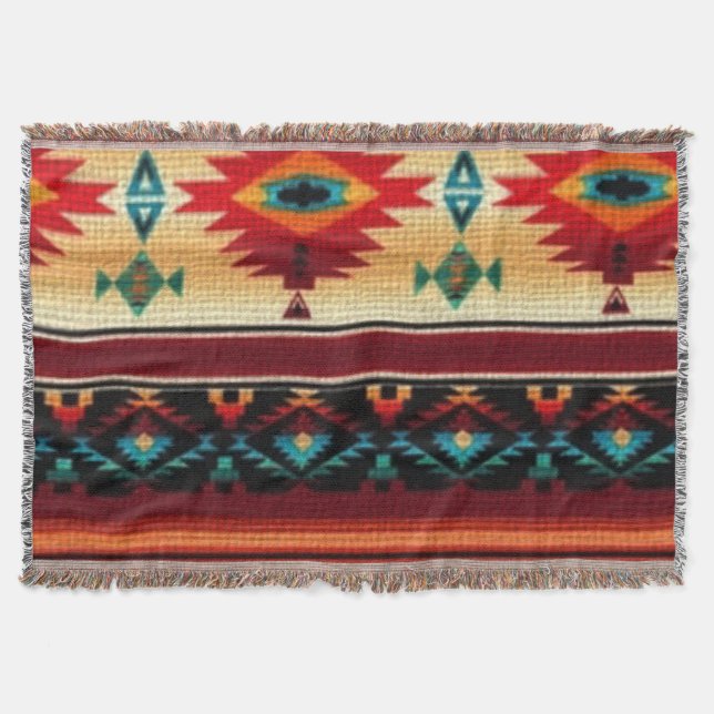 Southwestern pattern fun throw blanket (Front)