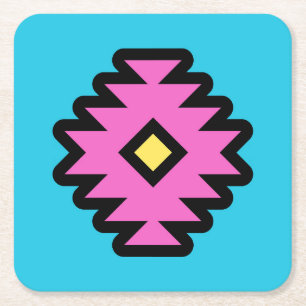 Southwestern Pop-Art Design Square Paper Coaster