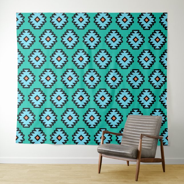 Southwestern Pop-Art Pattern Tapestry (In Situ (Horizontal))