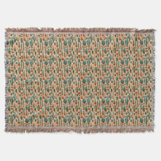 Southwestern Potted Cactus Blanket with Tassels