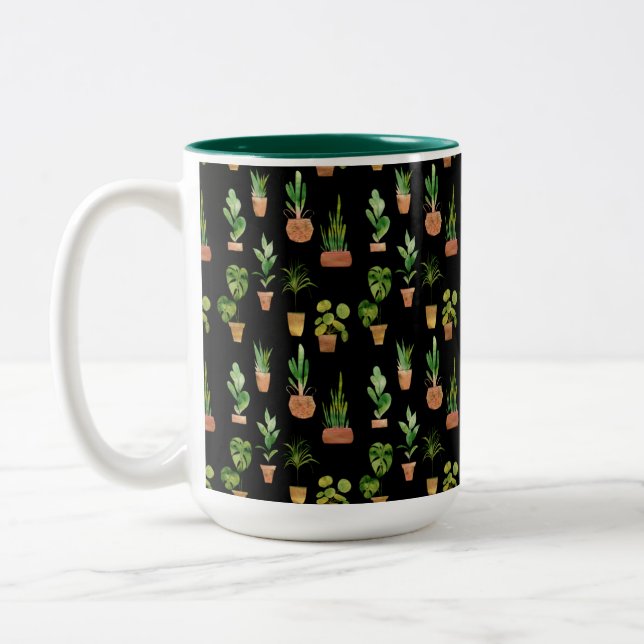 Southwestern Potted Plants Two-Tone Coffee Mug (Left)