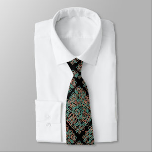 Southwestern Rust And Turquoise Line Art Drawing Tie