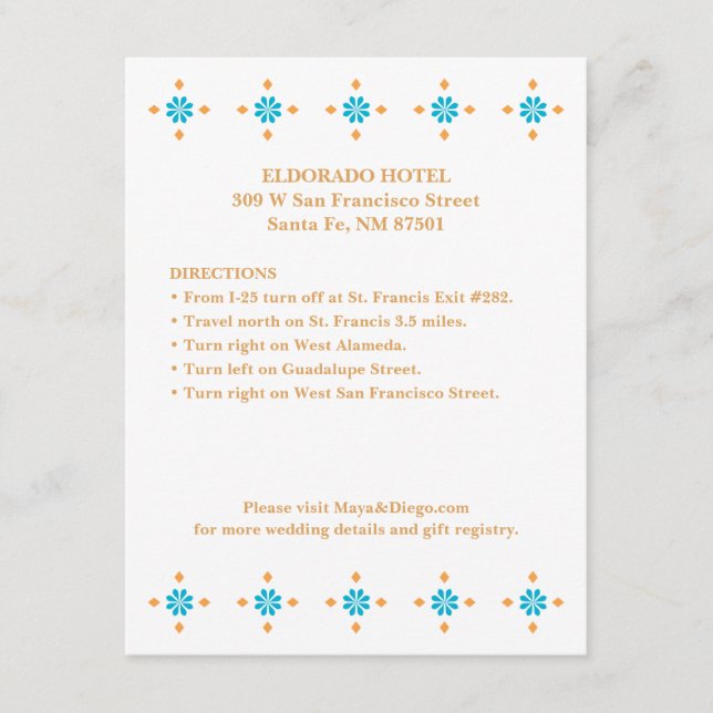 Southwestern Santa Fe Directions Enclosure Card (Front)