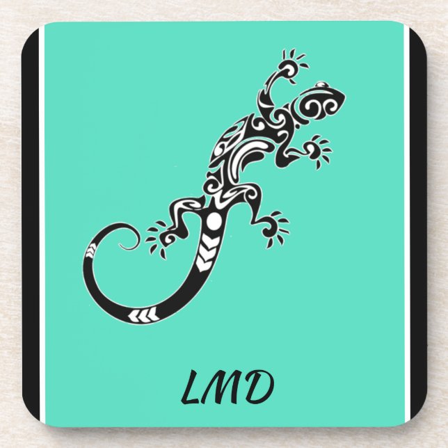 Southwestern Sea Green and Black Gecko Coaster (Front)