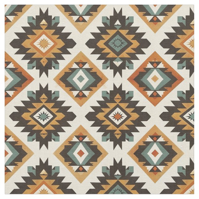 Southwestern Seamless Pattern-Tribal Geometric Fabric (Close Up)