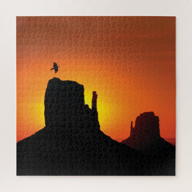 Southwestern Silhouette Desert Sunset Jigsaw Puzzle (Vertical)