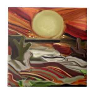 Southwestern Skies Abstract Art Tile