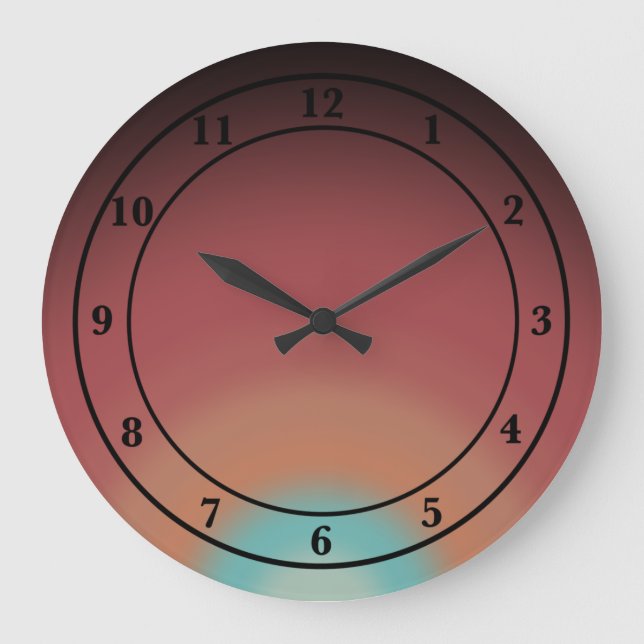 Southwestern Southwest Desert Rainbow Art Design Large Clock (Front)