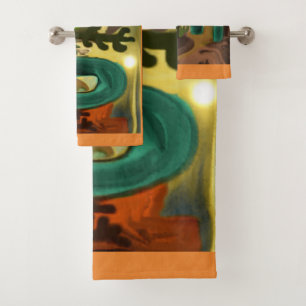 Southwestern Spanish Mission Abstract Art Bath Towel Set