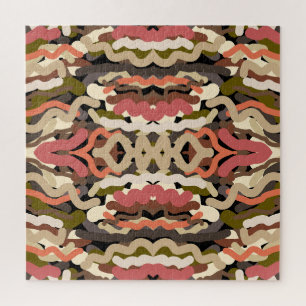 Southwestern Squiggly Wiggly Earth Tone Abstract Jigsaw Puzzle